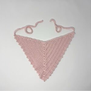Light Pink Solid Crochet Bandana